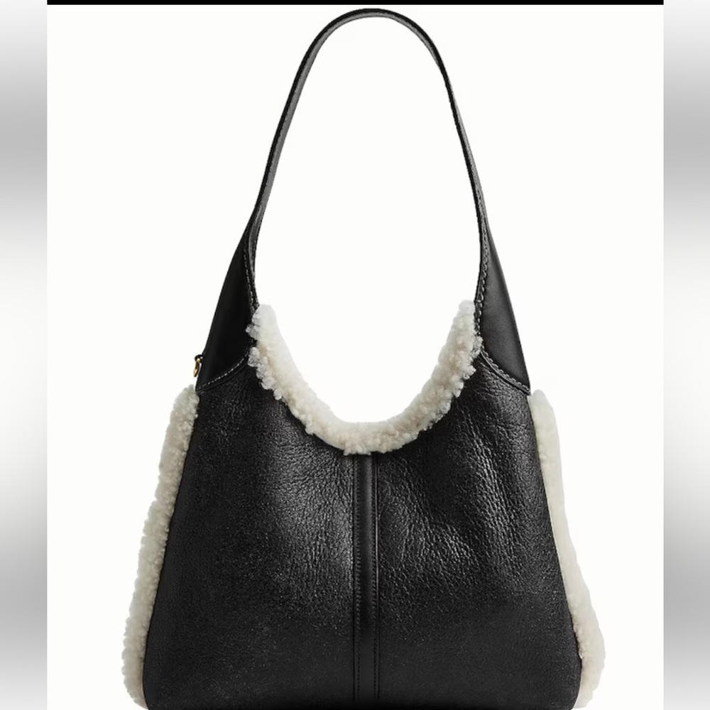Coach - Shearling Brooklyn 28 NWT - Black Leather & Shearling w/Removable Pouch - Picture 13 of 14